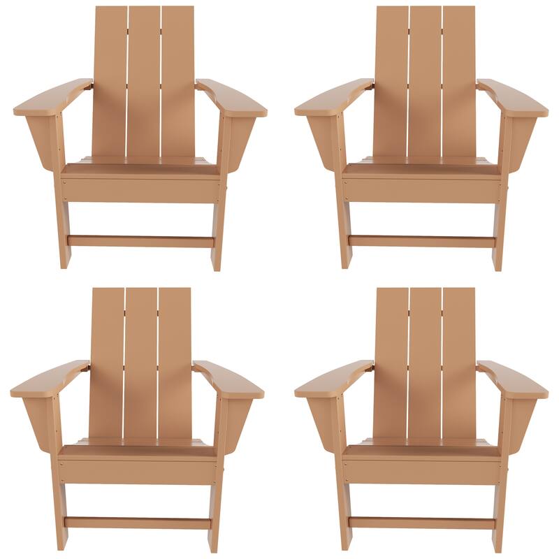 Polytrends Shoreside Modern Poly Folding Eco-Friendly All Weather Adirondack Chair (Set of 4)