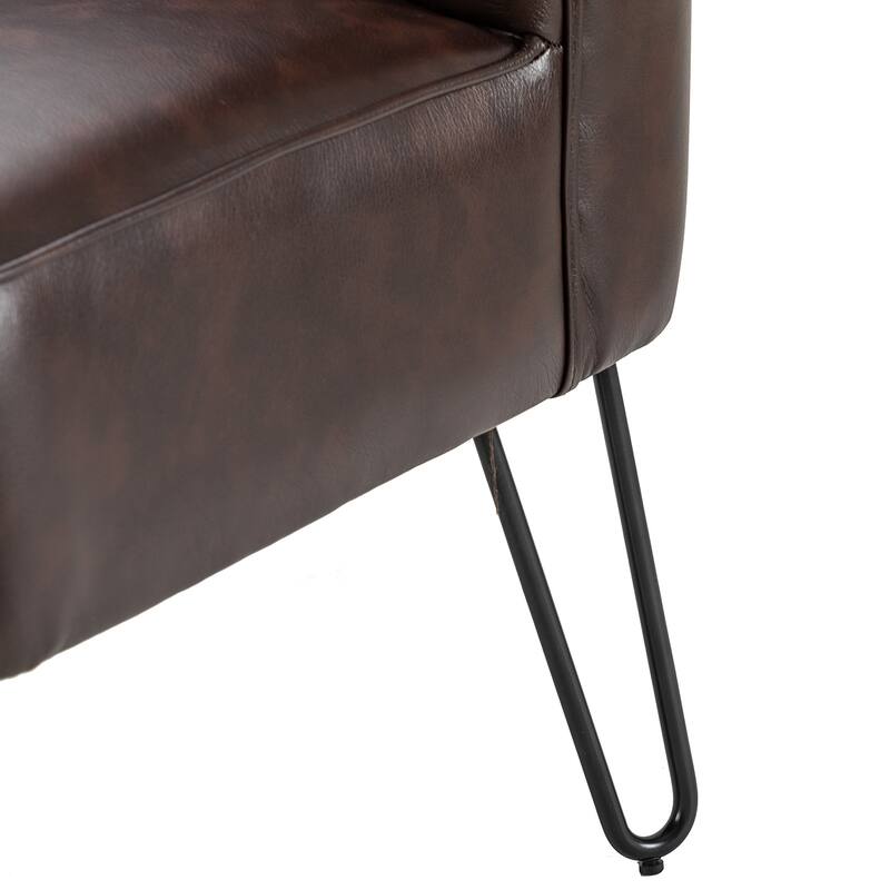 Donia Modern Faux Leather Armless Wingback Side Chair with Metal Legs Set of 2 by HULALA HOME