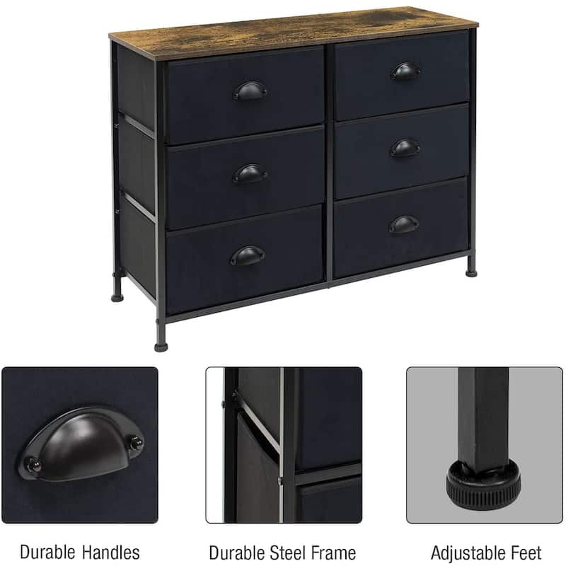Sorbus Wide Dresser / TV Stand with 5 Drawers for Bedroom, Rustic Farmhouse Décor