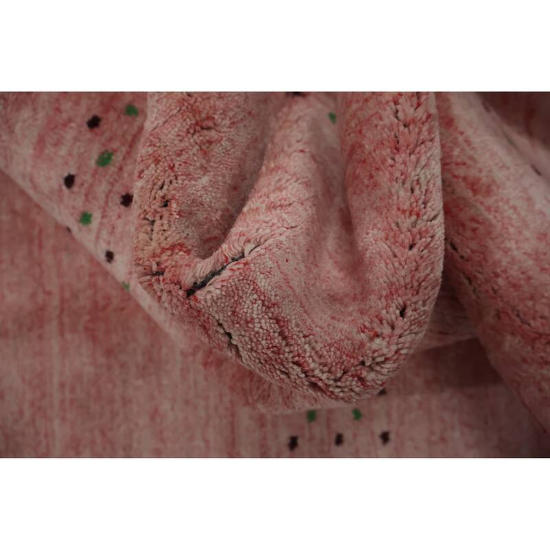 Hand Knotted Oriental 100% Wool Carpet Tribal Animal Pictorial Pink Gabbeh Area Rug - 7' 10'' X 5' 1''