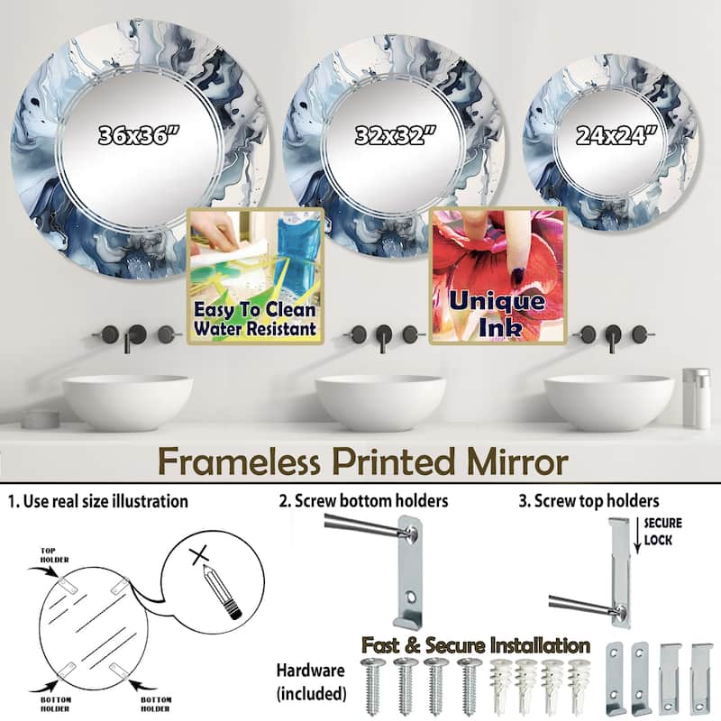Designart "Blue and Grey Ethereal Elixir II" Abstract Modern Wall Mirror