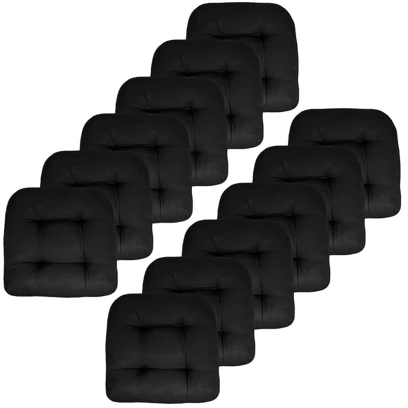 Indoor-Outdoor Reversible Patio Seat Cushion - Black - Set of 12