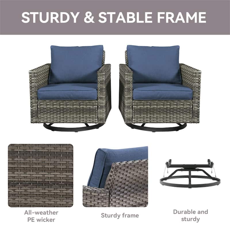 Outdoor Swivel Glider Chairs with Soft Cushion