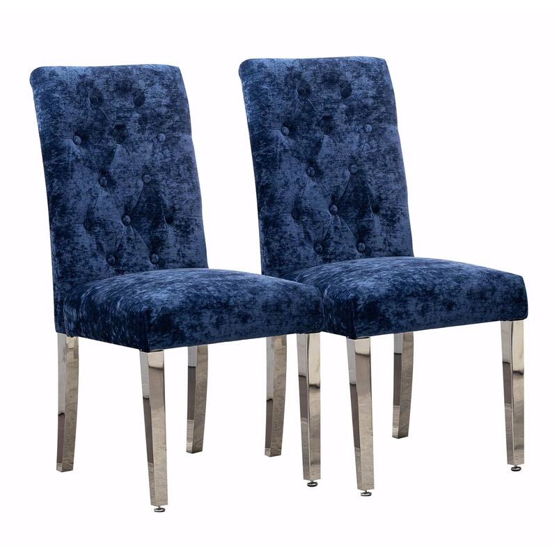 Luxury Chenille Dining Chairs - Ergonomic Design, Set of 2