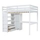 preview thumbnail 8 of 16, Full Size Wood Loft Bed with Built-in Wardrobe, Desk, Storage Shelves and Drawers, White