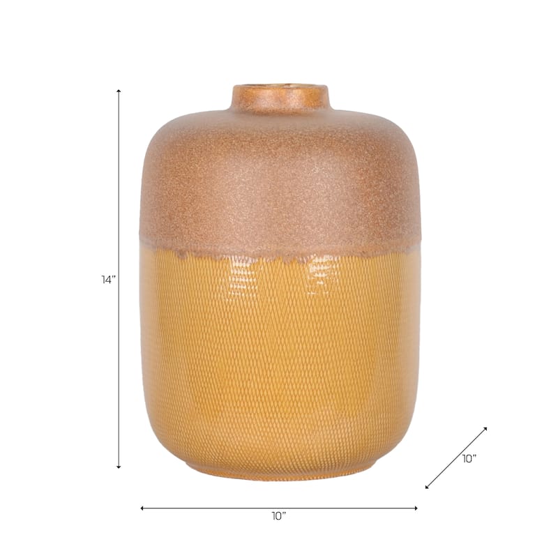 Ceramic Vase Trendy Tribeca Style with Floral Embossed Design