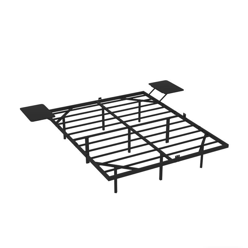 Queen Size Bed Frame , Heavy Duty Metal Bed Frame, Quick & Easy Assembly, LED light, No Noise, Black