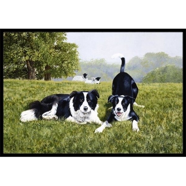 Carolines Treasures FRF0014MAT Lets Play Border Collie Indoor or Outdoor Mat 18 x 27