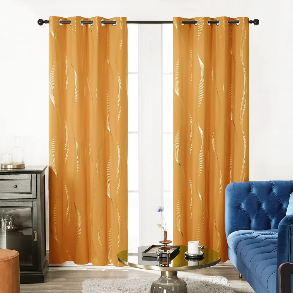 Deconovo Silver Wave 52 Width Curtain Panel Pair (2 Panel)