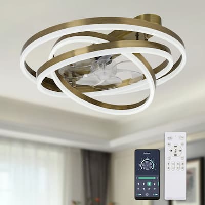 Cusp Barn Modern 24-In Modern DIY Shape Ceiling Fan with Lights, Low Profile Flush Mount DC Motor Dimmable LED Ceiling Light