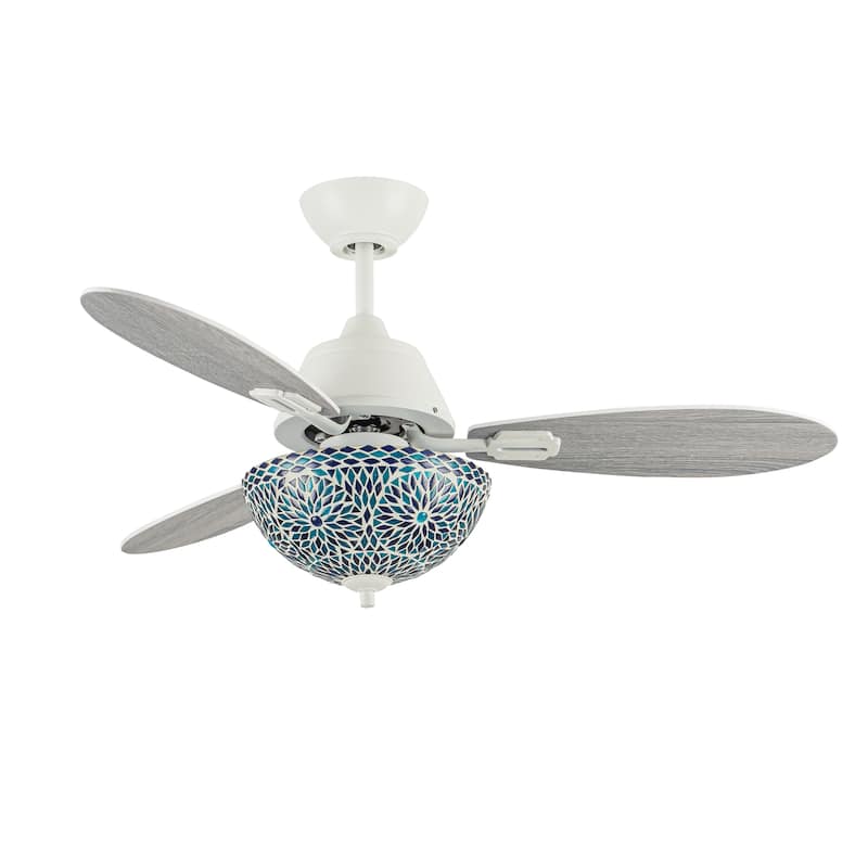 Costello River of Goods 3-blade 42-inch Modern Indoor Ceiling Fan with Mosaic Glass Shade and Remote Control