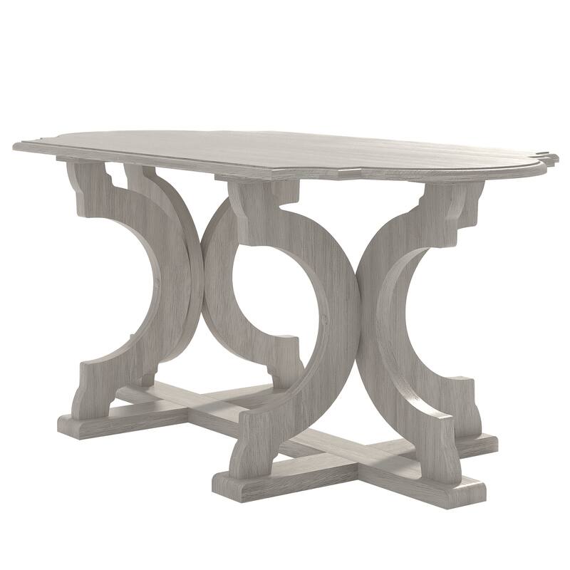GALANO Doynton 39.4 in. Oval Solid Wood Top Coffee Table
