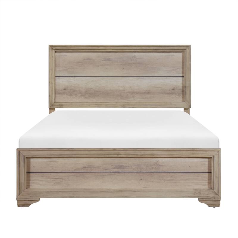 Twin Size Natural Finish Wooden Bed with Headboard and Footboard