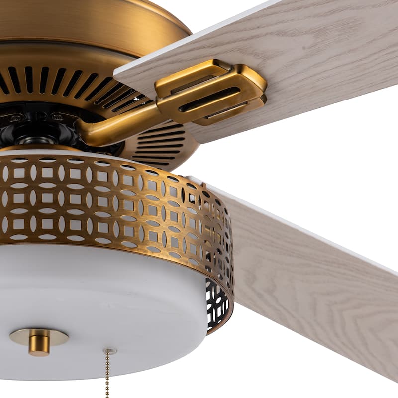 Dinah River of Goods Brass and Glass 52-Inch Ceiling Fan with Light - 52" x 52" x 12.5"/17.5"
