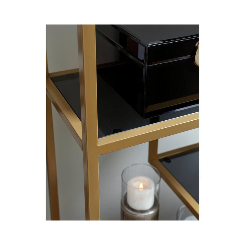 Frankwell Gold Finished Glass/Metal Tiered Open Shelf Bookcase - 36" W x 12" D x 70" H