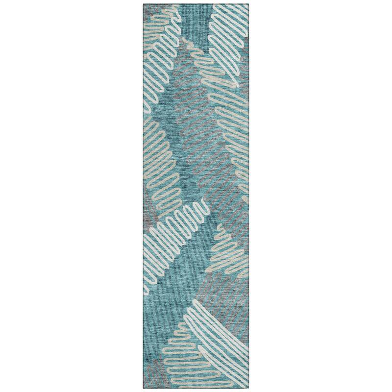 Machine Washable Indoor/ Outdoor Chantille Contemporary Squiggles Rug