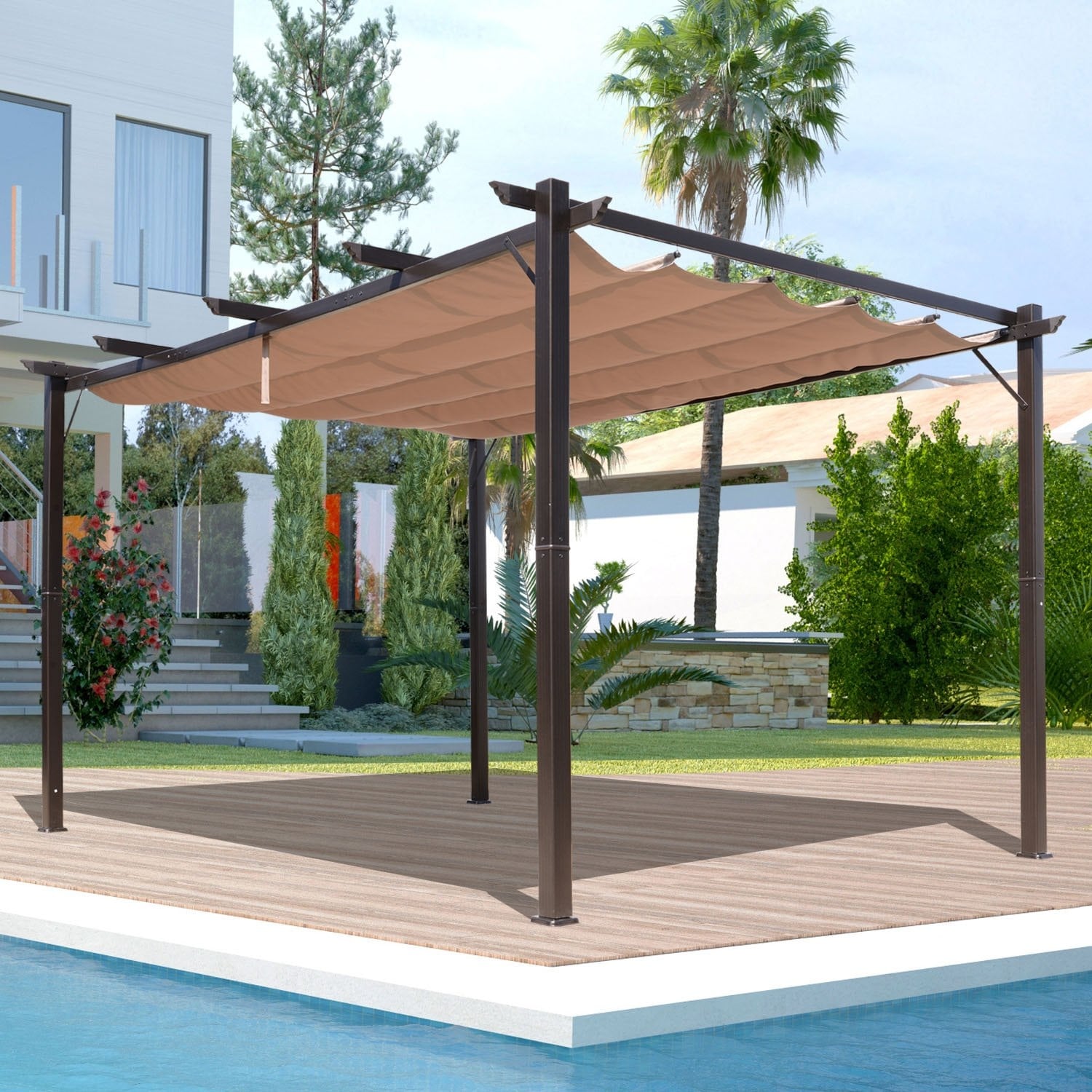 Shop Outsunny Steel Outdoor Backyard Patio Canopy Cover 10 X 13