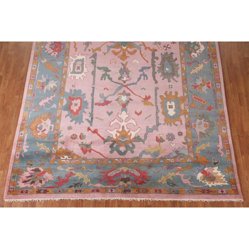 Pink Oushak Oriental Area Rug Handmade Wool Carpet - 8'5"x 10'2"