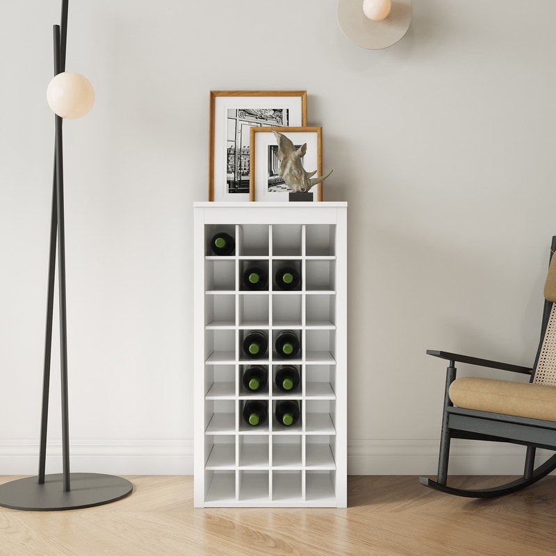 Modular 32 Bottle Wine and Buffet Cabinet for Living Room, Kitchen and Home Bar