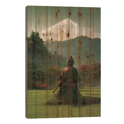 Samurai V Print On Wood by Durro Art - Multi-Color