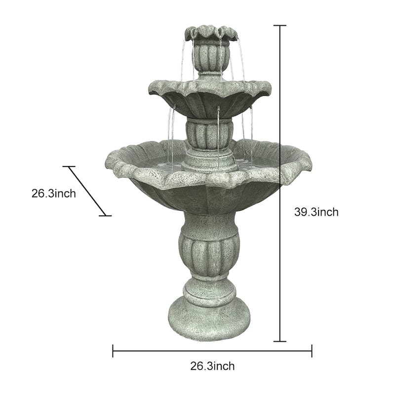 3-Tier 39.3''H Cornucopia Outdoor Water Fountain for Patio,Backyard
