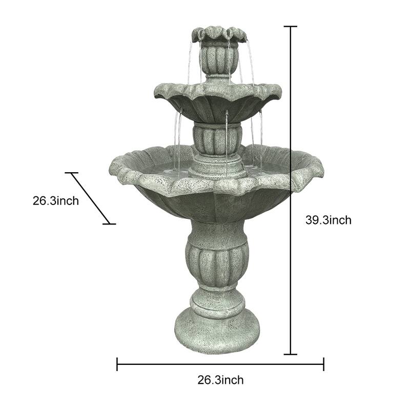 39In 3Tier Mediterranean Outdoor Water Fountain Concrete Construction