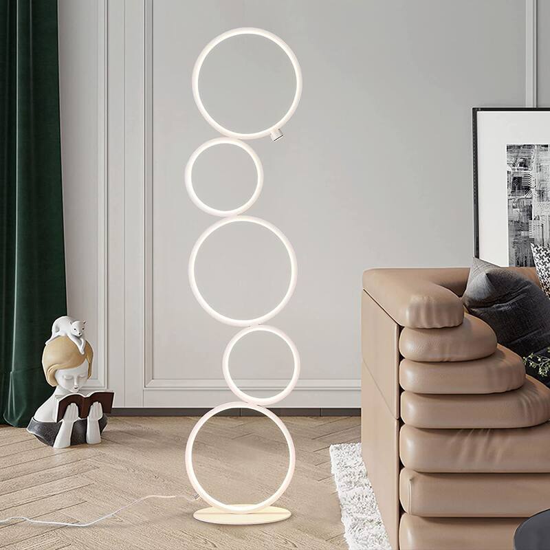 Five Rings RGB LED Circular Floor Lamp Ring Standing Lamp - N/A