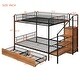 preview thumbnail 12 of 10, Metal Twin Over Full Bunk Bed with Drawer, Storage Ladder & Wardrobe, Black