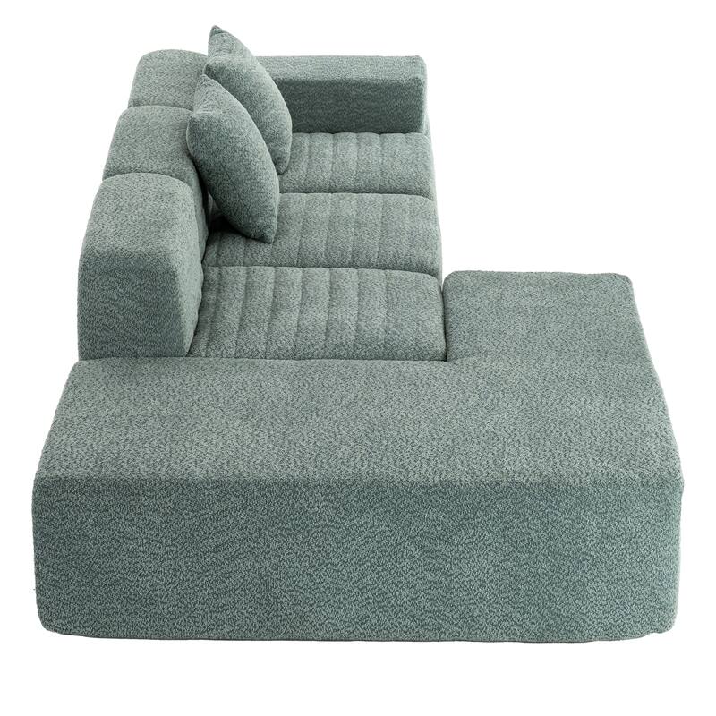 116.5" Polyester Sectional Sofa with 4-Seater Full-Compressed Couch , and Two Included Back Pillows