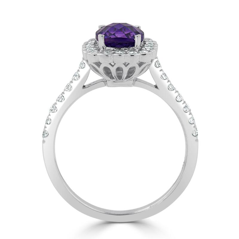 Auriya Vintage 3/4ct Cushion-cut Purple Amethyst Halo Diamond Engagement Ring 1/2ctw 14k Gold