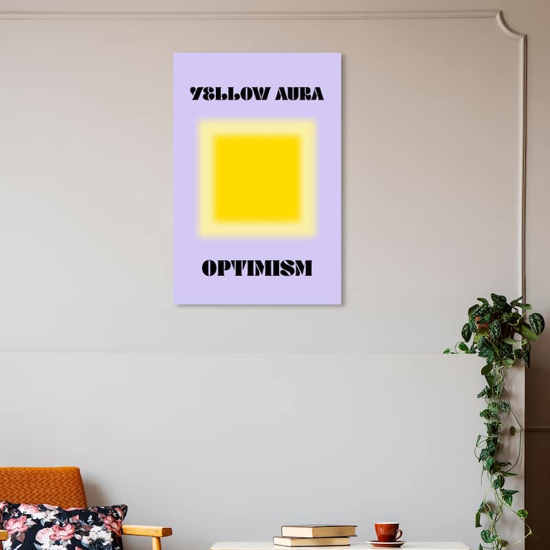 Wynwood Studio Canvas Spiritual and Religious Yellow Aura Optimist Yellow and Lilac Modern & Contemporary Wall Art Canvas Print - 30 x 20
