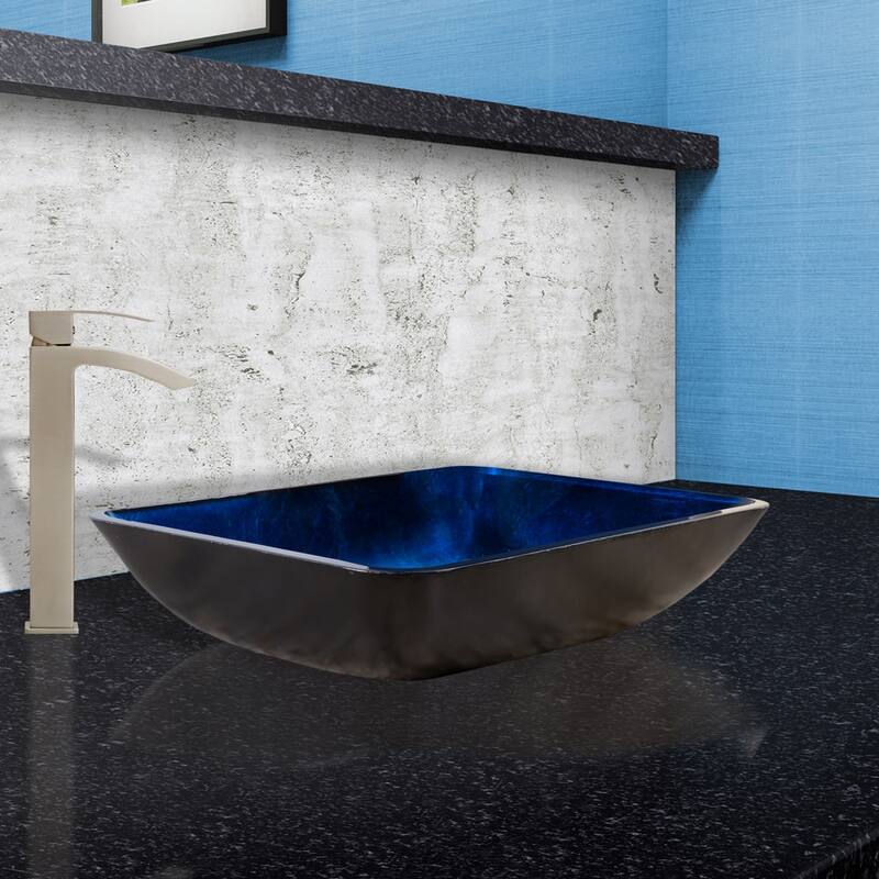 Vigo 18-1/4" Glass Bathroom Vessel Sink with Duris Single Hole