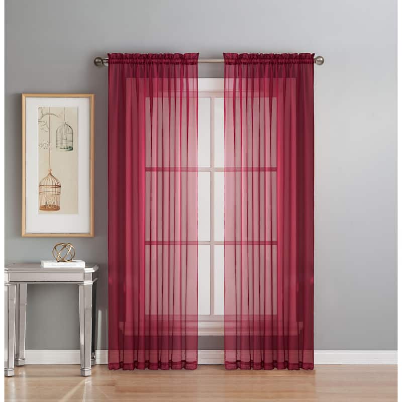 Window Elements Diamond Sheer Voile Extra Wide Curtains (Set of 2)