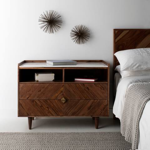 SAFAVIEH Couture Cora Rose Herringbone Nightstand - Natural