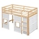preview thumbnail 28 of 34, Twin Size Loft Bed with Built-in Storage Wardrobe & 2 Windows, Wooden Bed Frame w/Ladder & Safety Guardrail for Boys & Girls