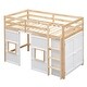 preview thumbnail 28 of 32, Wood Twin Loft Bed with Wardrobe, 2 Windows, No Box Spring, Grey