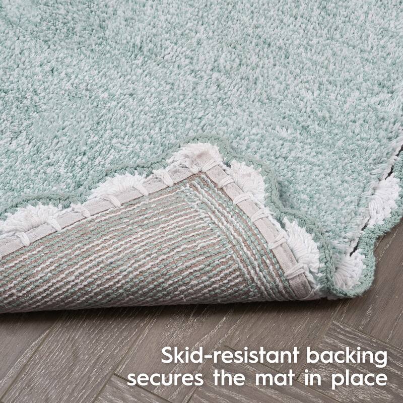 Laura Ashley Heathered Crochet Border Bath Rug