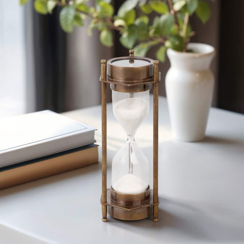 Metal Decorative Object Compass Design Transitional Accent - 5" Brown - 2" x 2" x 5" - Brown - 2" x 2" x 5"