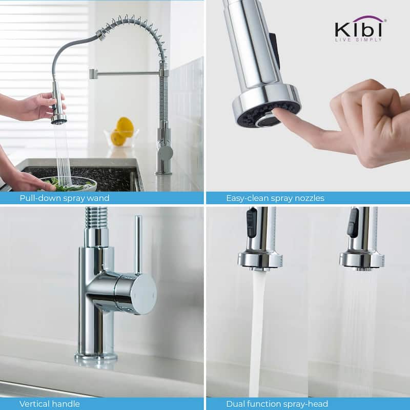 Aurora Single Handle Pull Down Kitchen Sink Faucet