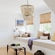 preview thumbnail 3 of 10, 19.7" Wide Beige Layered Wood Beaded Chandelier with 4-Light
