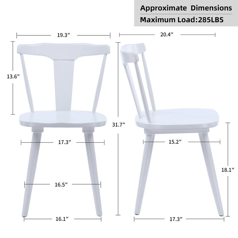 Oak Wood Dining Chairs With Barrel Splat Back Set of 2