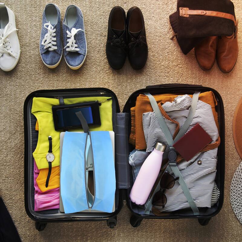4pcs Waterproof Shoes Bags, 34.5 x 17cm Travel Shoe Organizer Bag Sky Blue Green - Sky Blue, Green