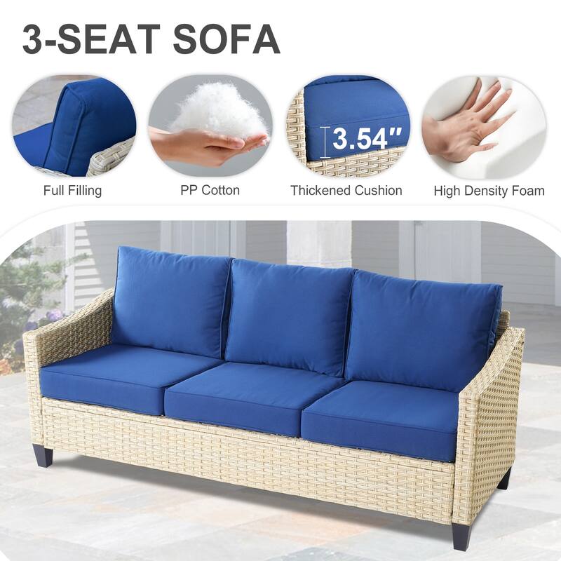 HOOOWOOO Outdoor Patio 7-piece Furniture Rattan Curved Backrest Seating Set