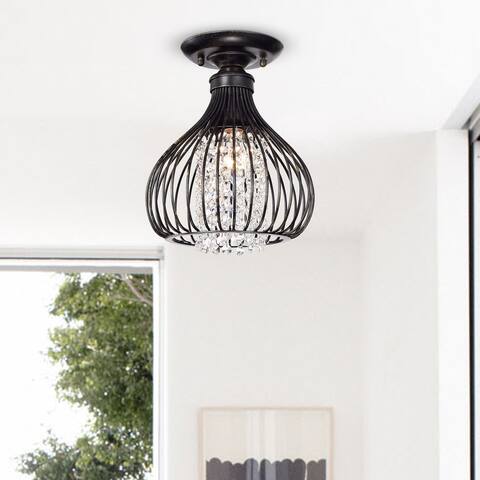 Antique Bronze 1-Light Metal Bell Shade Semi Flush Mount - Antique Bronze