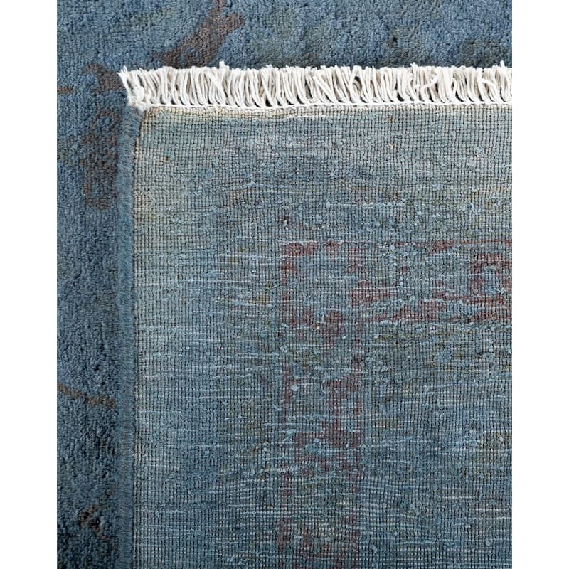 Overton Hand Knotted Wool Vintage Inspired Modern Contemporary Overdyed Gray Area Rug - 9' 2" x 11' 9"