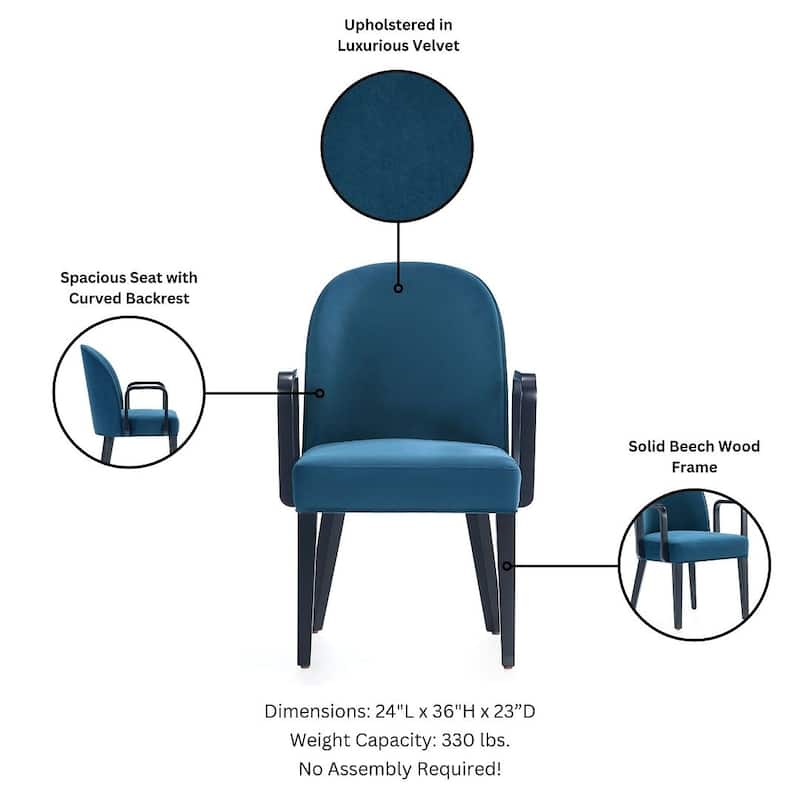 Manhattan Comfort Hillman Modern Leatherette and Velvet Upholstered Dining Arm Chair