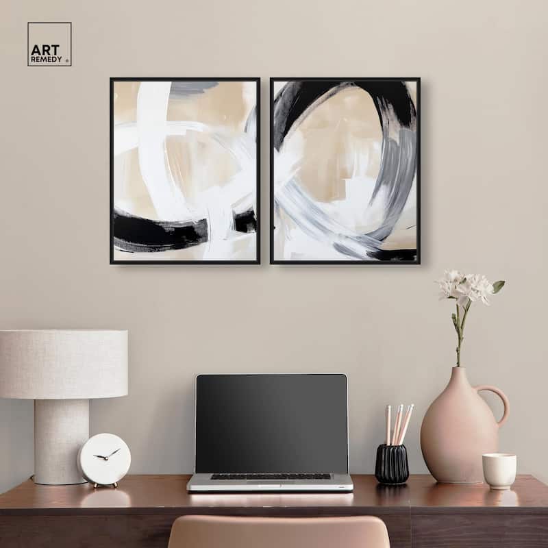 Neutral Interplay I Canvas Set of 2 by Art Remedy