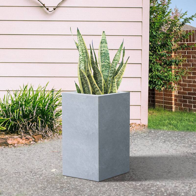 Durx-litecrete Lightweight Concrete Cement Color Tall Planter-Small - 8.7'x8.7'x19.9'