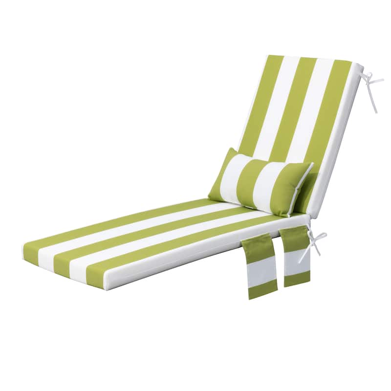 Pellebant Outdoor Lounge Chair Cushions with Pillow - 1PC-80in - Green&White