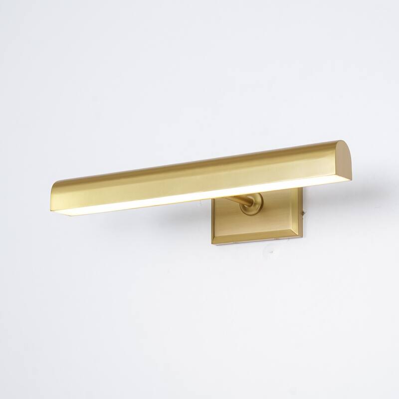 1-Light Brass/Matte Black/Chrome Dimmable Linear LED Iron Wall Light with Warm 3000K Light - 18 in. W x 8.3 in. D x 2.8 in. H - Gold